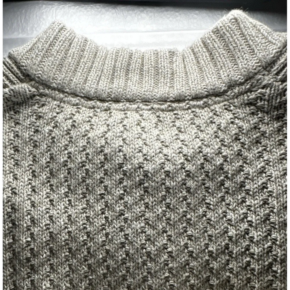VTG 1990s Eddie Bauer Ribbed Henley Sweater‎ Mens 2XL Beige Made In Hong Kong